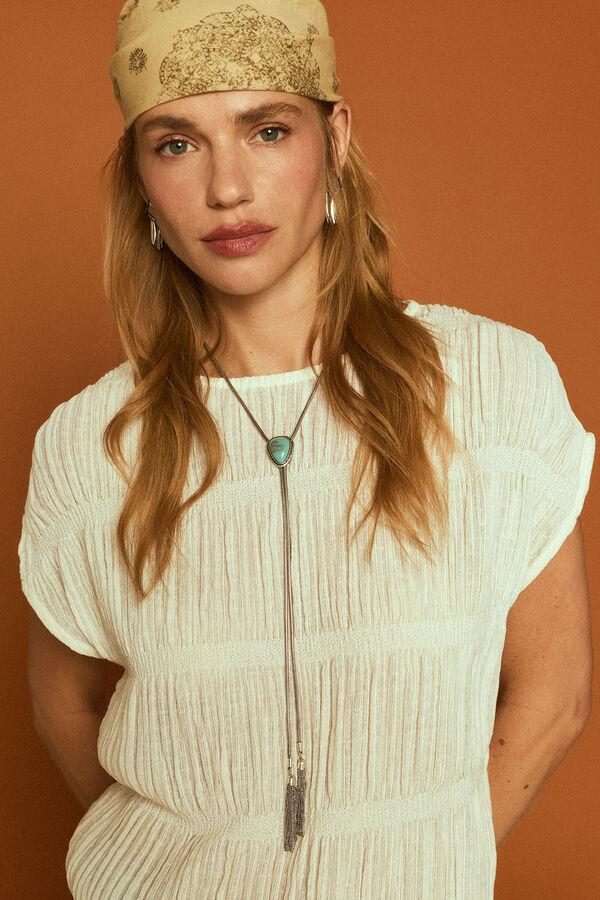 Slowlove Collar largo piedra Gris