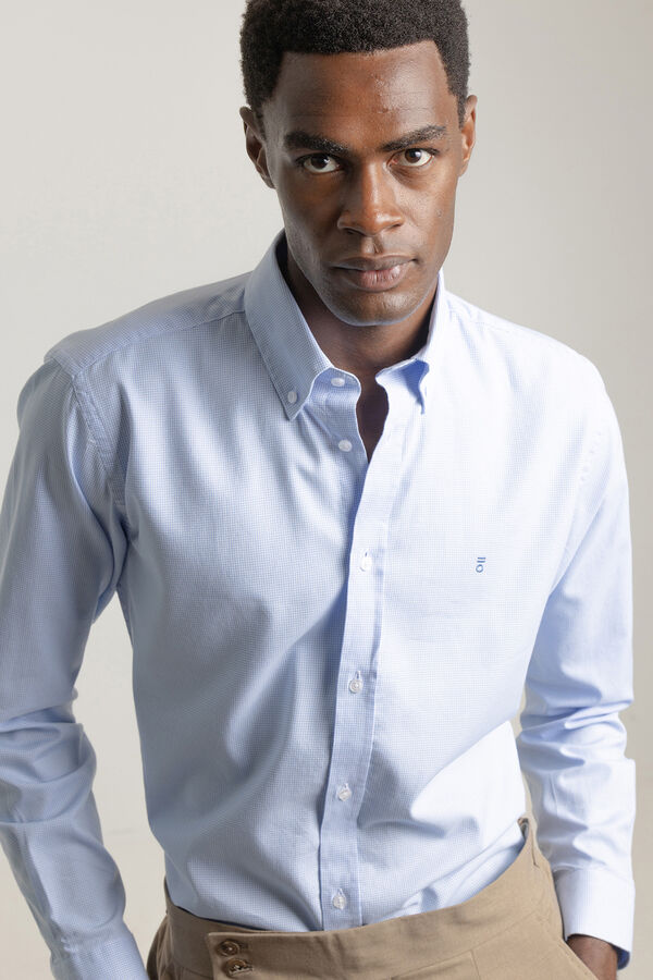 PuroEGO Camisa pied- de-pied-de-poule slim fit Azul