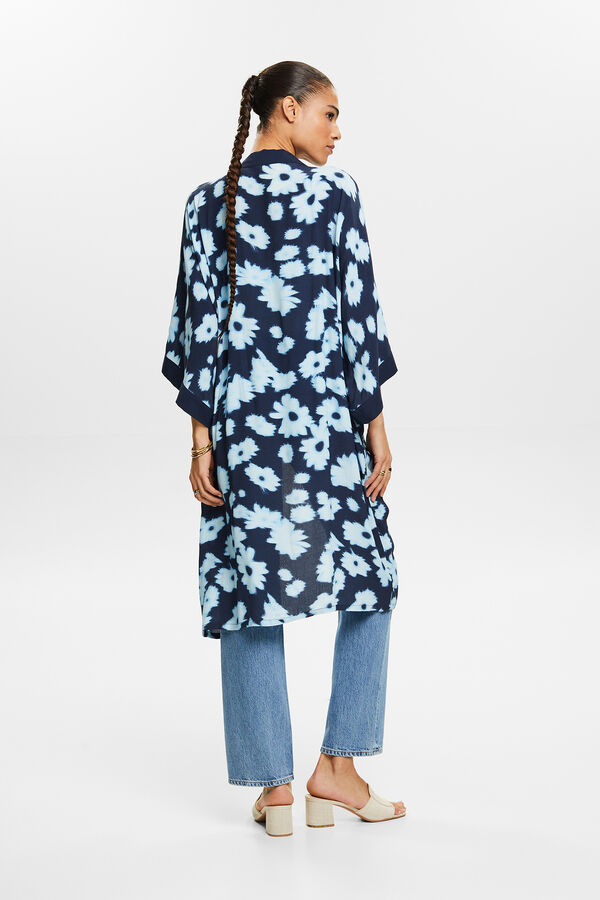 Esprit Kimono largo estampado floral con viscosa ecovero Estampado azul