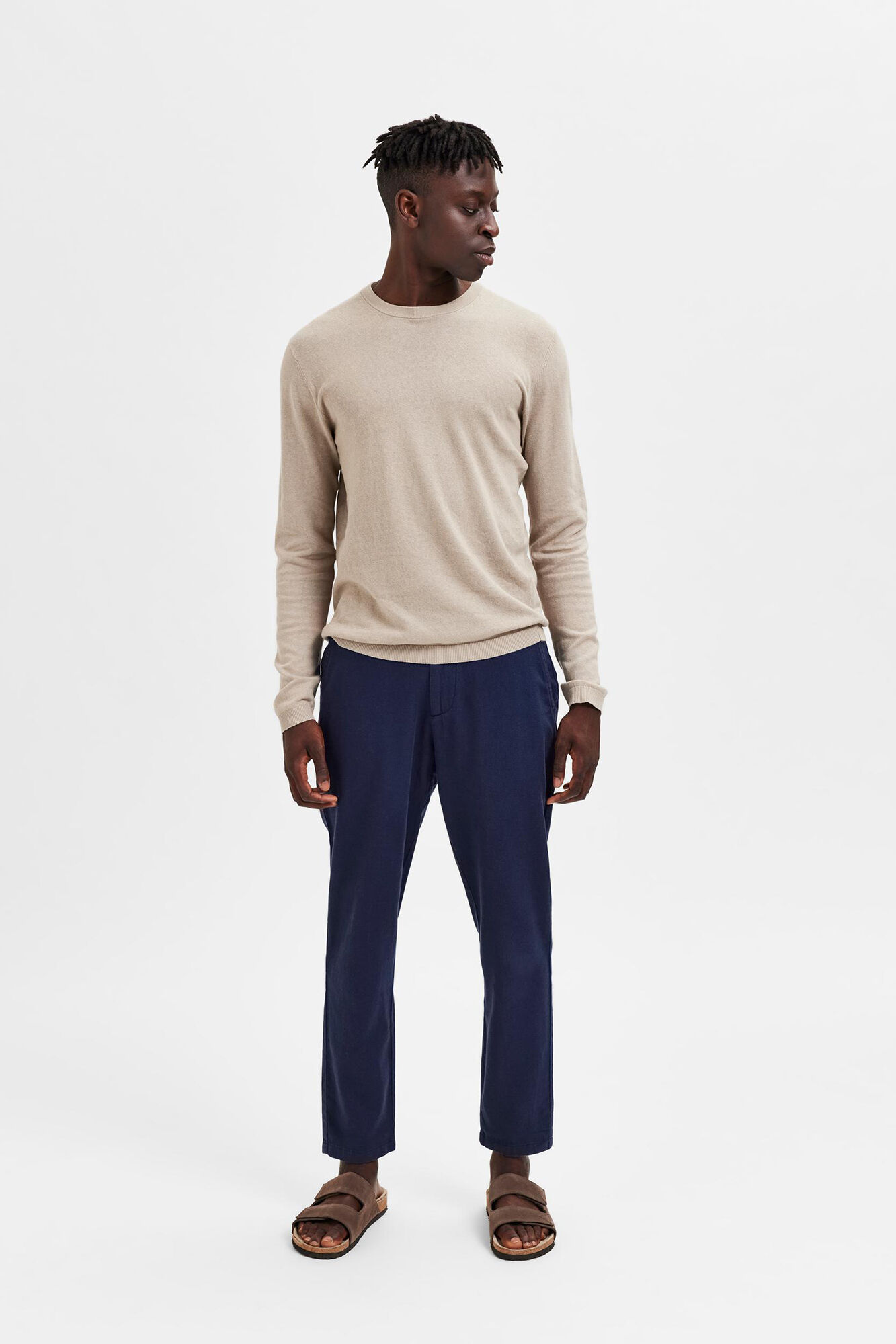 Pantalon largo lino hombre best sale