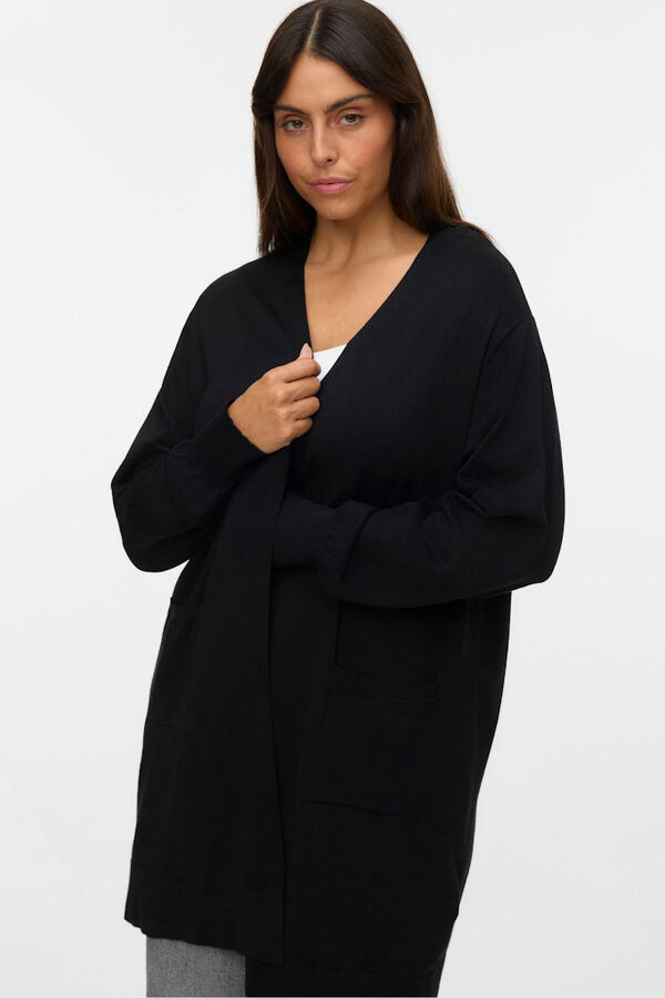 Vero Moda Curve Casaco de malha longo plus size  Preto