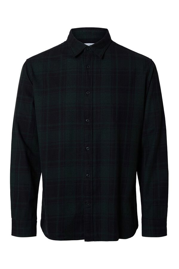 Selected Camisa de manga comprida Slim Fit confecionada com algodão reciclado Verde