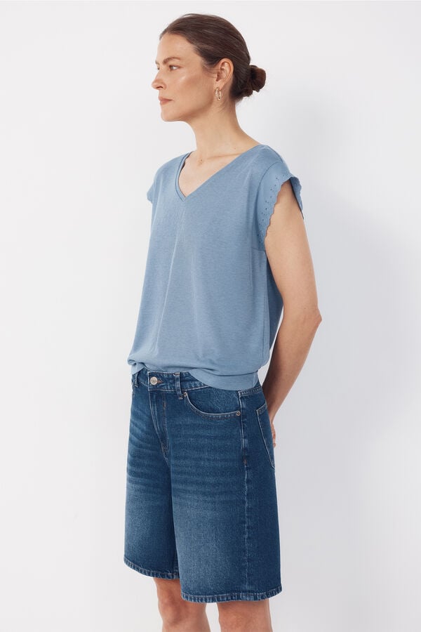Cortefiel Camiseta pasamaner&iacute;a mangas Azul