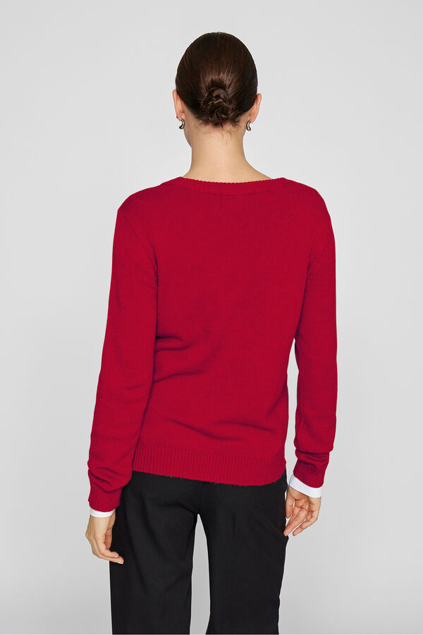 Vila Camisola de gola redonda de viscose Vermelho