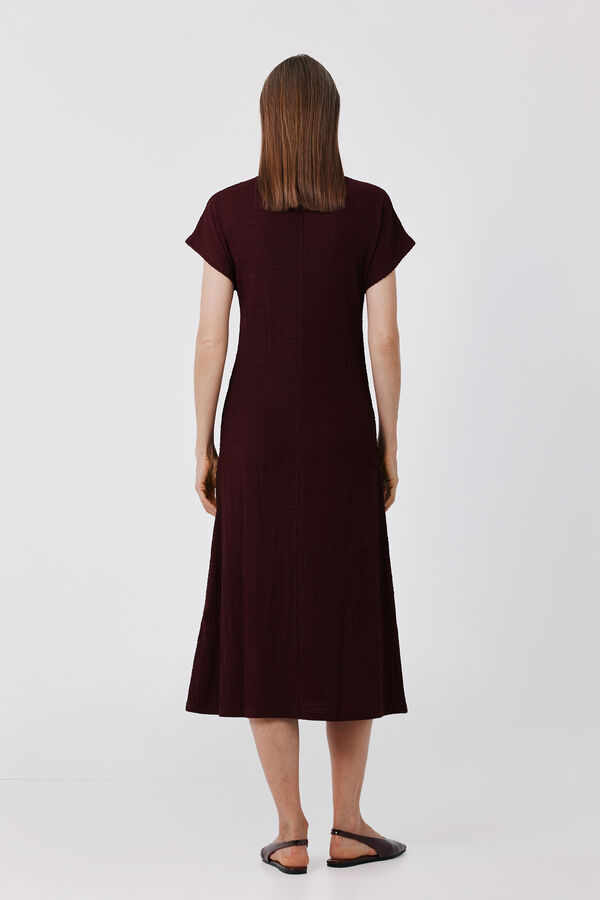 Cortefiel Gathered dress Maroon