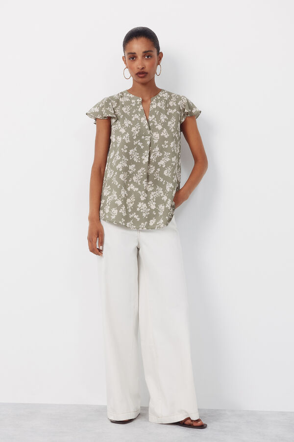 Cortefiel Fluid flutter sleeve blouse Multicolour