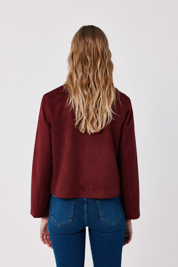 Cortefiel Faux suede jacket Maroon