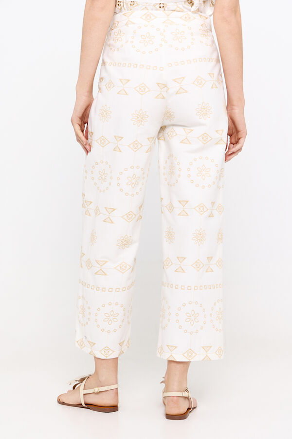 Cortefiel Embroidered trousers Ivory