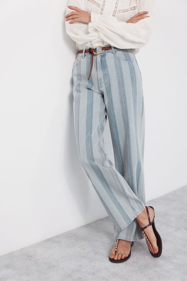 Cortefiel Straight leg striped jeans Blue