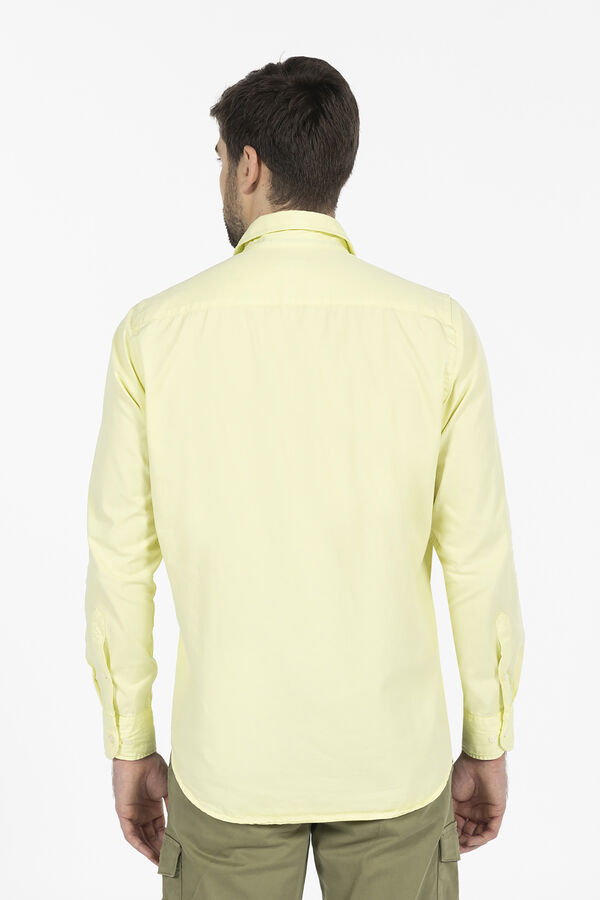 Cortefiel Plain washed serge shirt Yellow