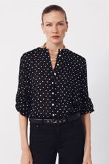 Cortefiel Round neck blouse Printed grey