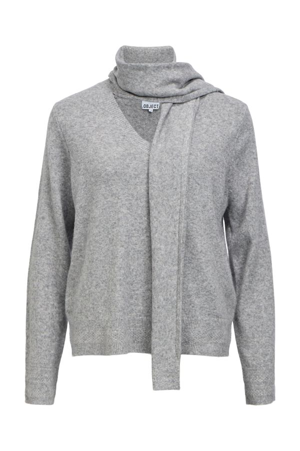Object Camisola de malha com cachecol Cinzento