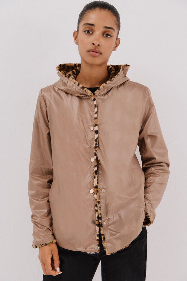 Cortefiel Blusão curto reversível efeito pelo Tostado