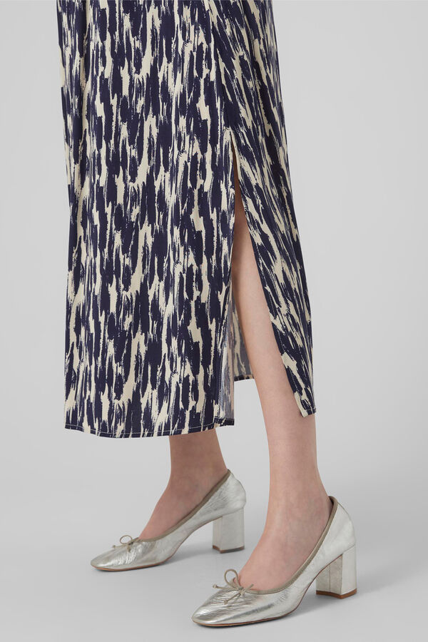 Cortefiel Midi skirt with elasticated waist  Grey