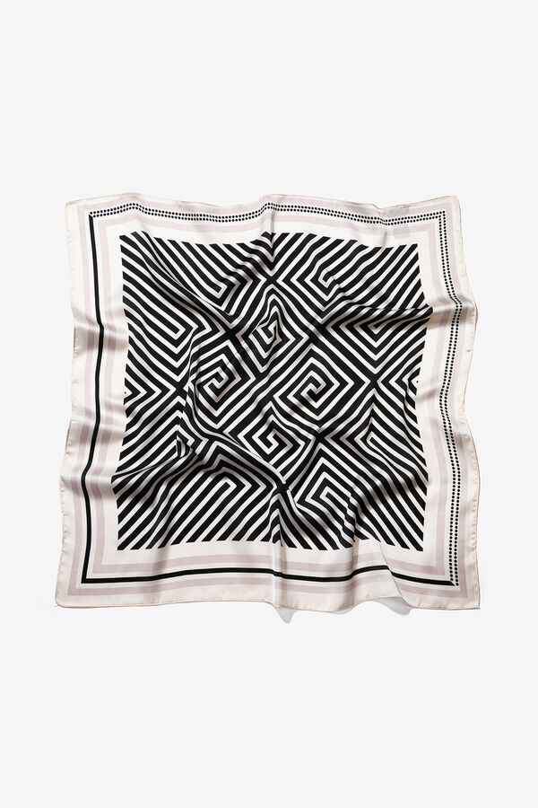 Vilanova Bandana Estampada Geom&eacute;trica Preto