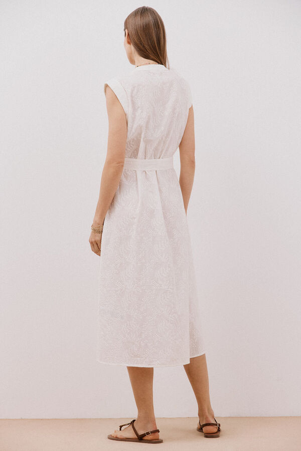Cortefiel Matching embroidered dress White