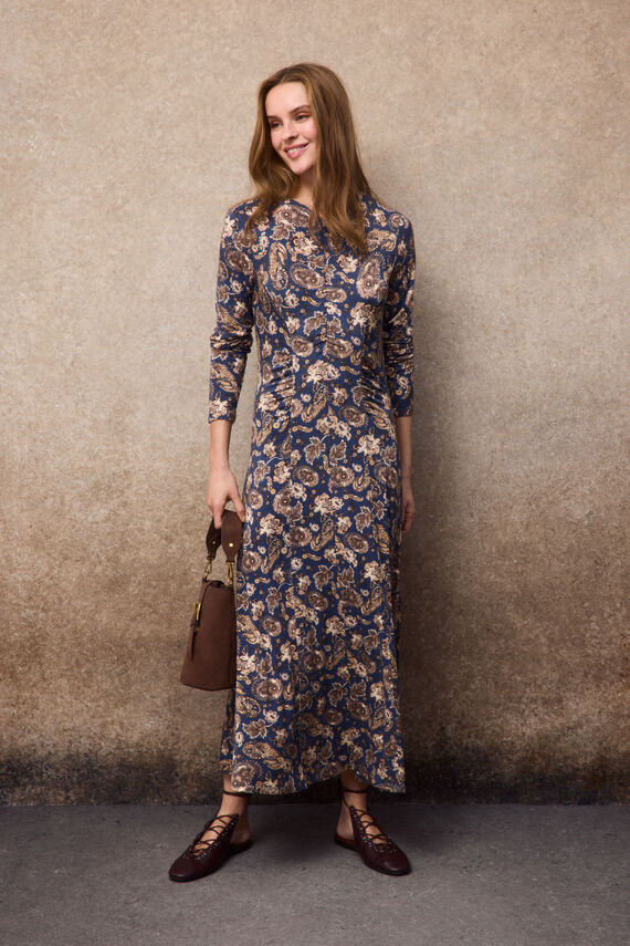 Vestido estampado frunces