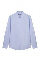 Cortefiel Plain tencel cotton dress shirt Blue