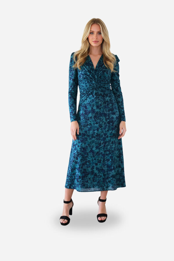 Cuplé Vestido midi de malha estampado Azul