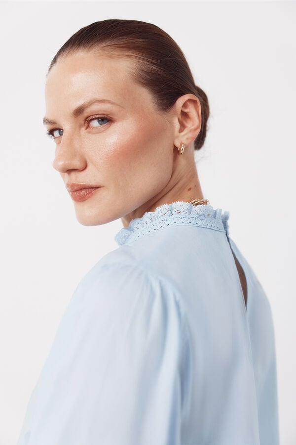 Cortefiel Embroidered blouse Blue