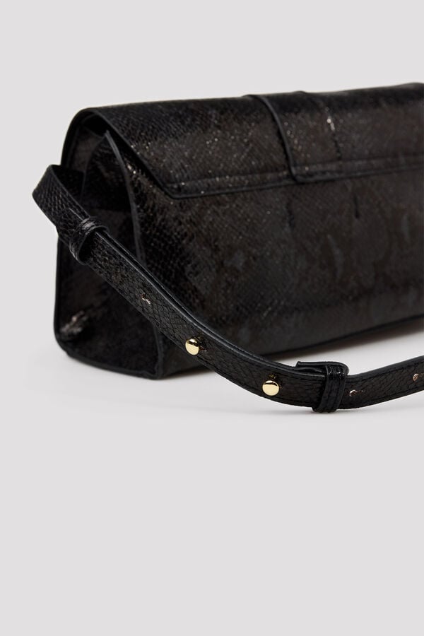 Cortefiel Textured crossbody bag Black