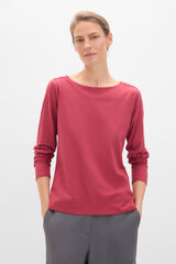 Cortefiel Essential boat neck T-shirt with gold buttons Maroon