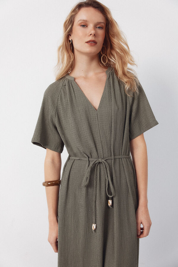 Cortefiel Structured belt dress Kaki
