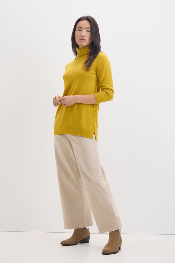 Cortefiel Polo neck jumper Yellow