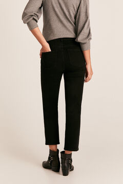 Cortefiel Straight cropped high rise jeans Black