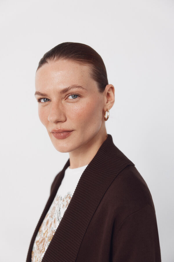 Cortefiel Cardigan with shawl neckline Dark brown