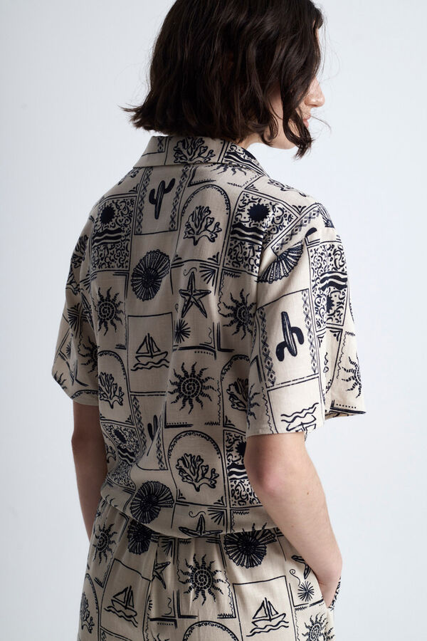 Object Camisa estampada com nó Cinzento