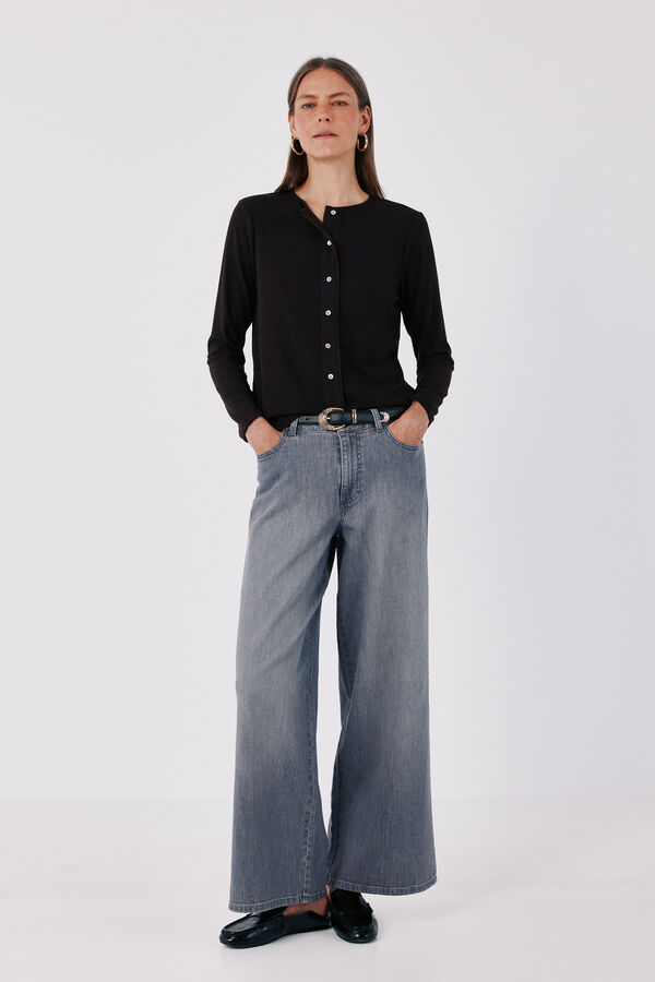 Cortefiel Piping tulle cardigan Dark brown