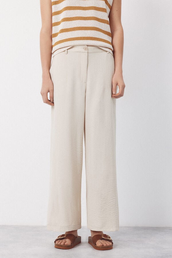Cortefiel Textured pants Nude