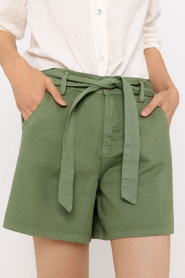 Cortefiel Denim shorts with tie belt Kaki