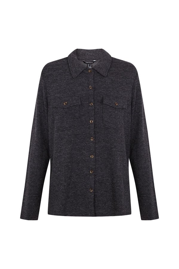 Cortefiel Stretch shirt with pockets Grey
