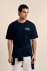 Valecuatro Camiseta com texto grande Azul