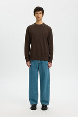 Selected Camisola leve 100% algod&atilde;o org&acirc;nico Castanho