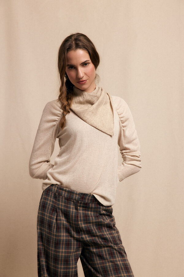 Slowlove Top frunces manga Marfil