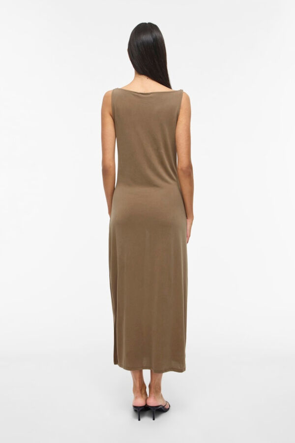 Vila Modal boat neck midi dress Brown