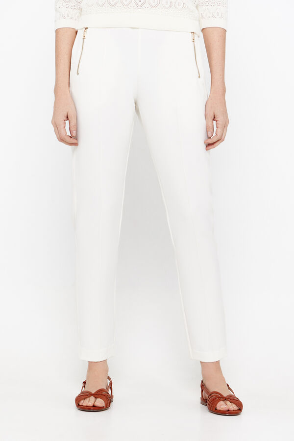 Cortefiel Skinny trousers with zips Ivory
