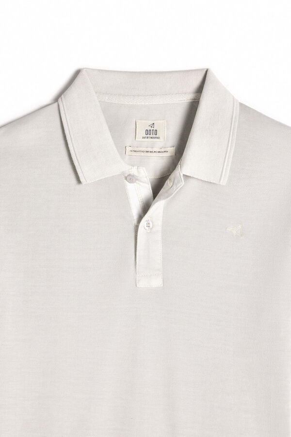 Cortefiel Washed piqué plane embroidered polo shirt Grey