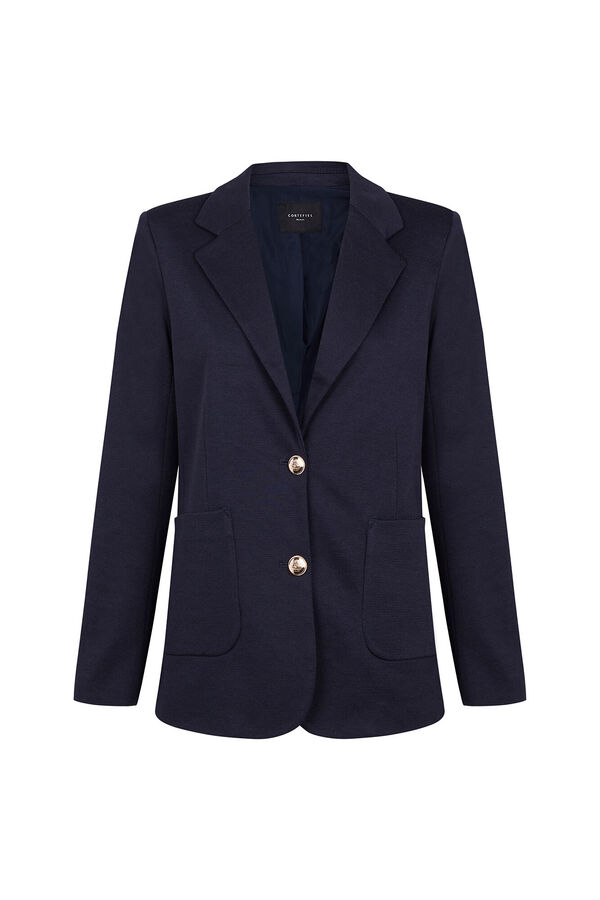 Cortefiel Piqu&eacute;-knit blazer Navy