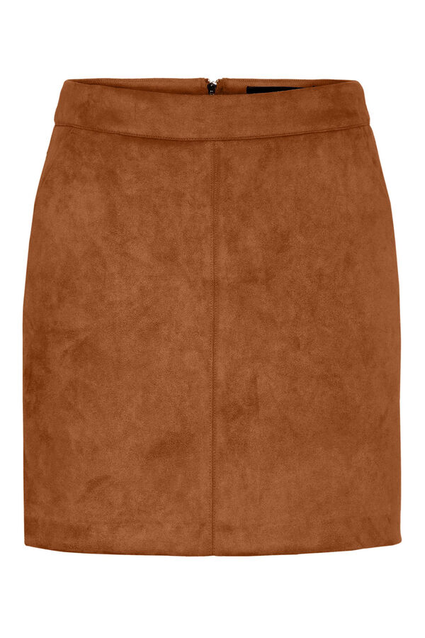 Cortefiel Short suede skirt Brown