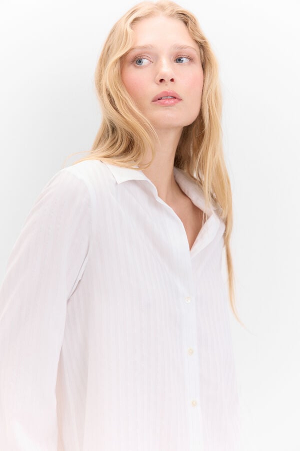 Cortefiel Lurex striped shirt White