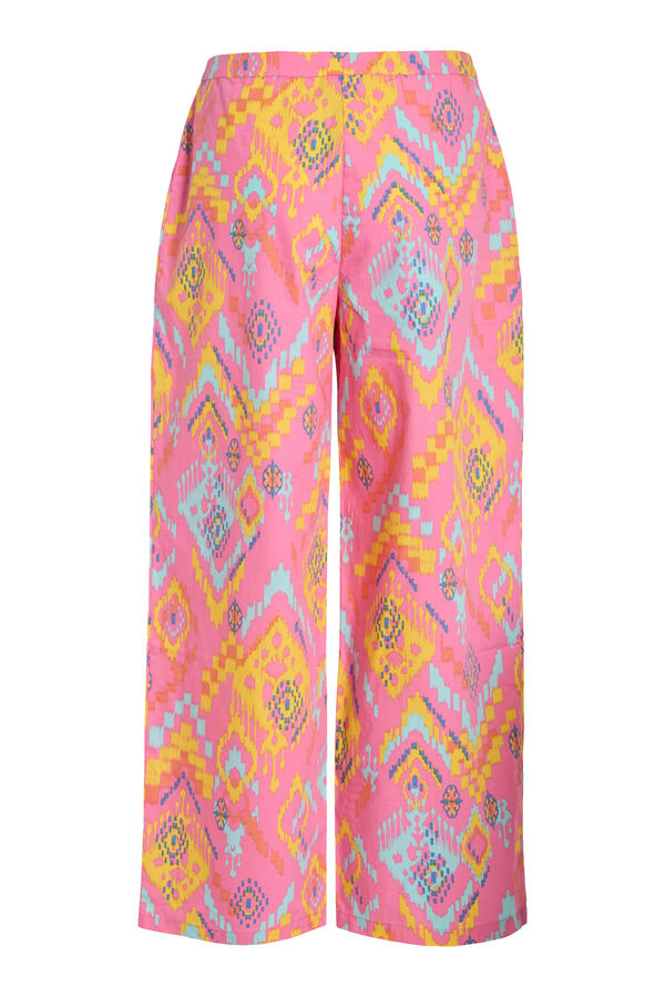 Vila Calças com estampado étnica ikat Subiu
