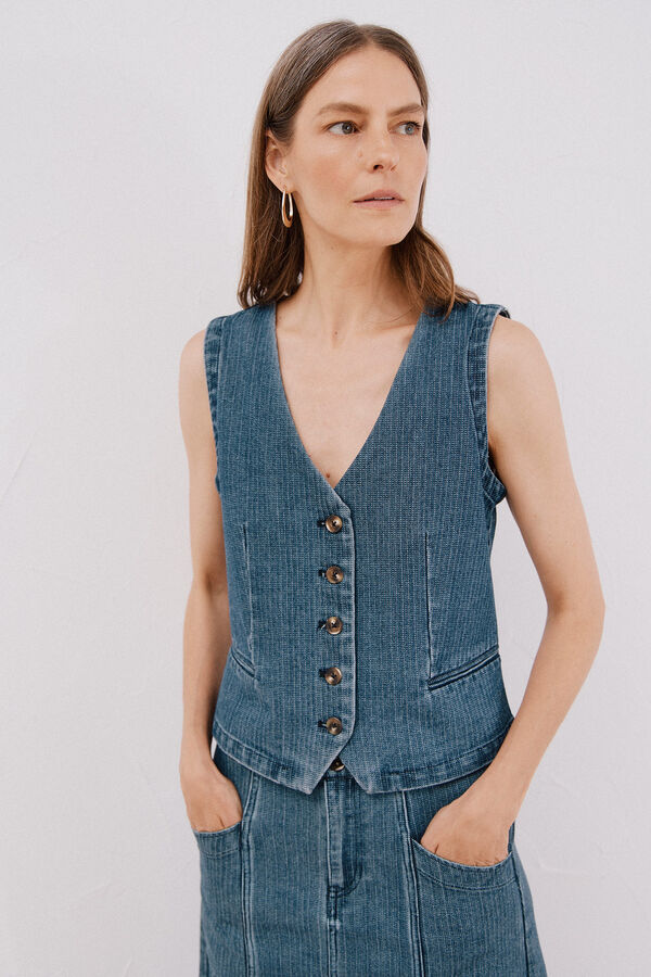 Cortefiel denim vest Blue