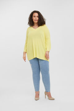 Cortefiel Curve long knit jumper with French sleeves Yellow