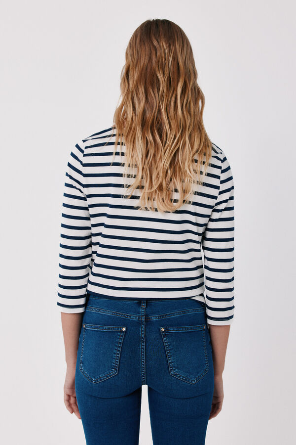 Cortefiel Boat neck T-shirt Printed white