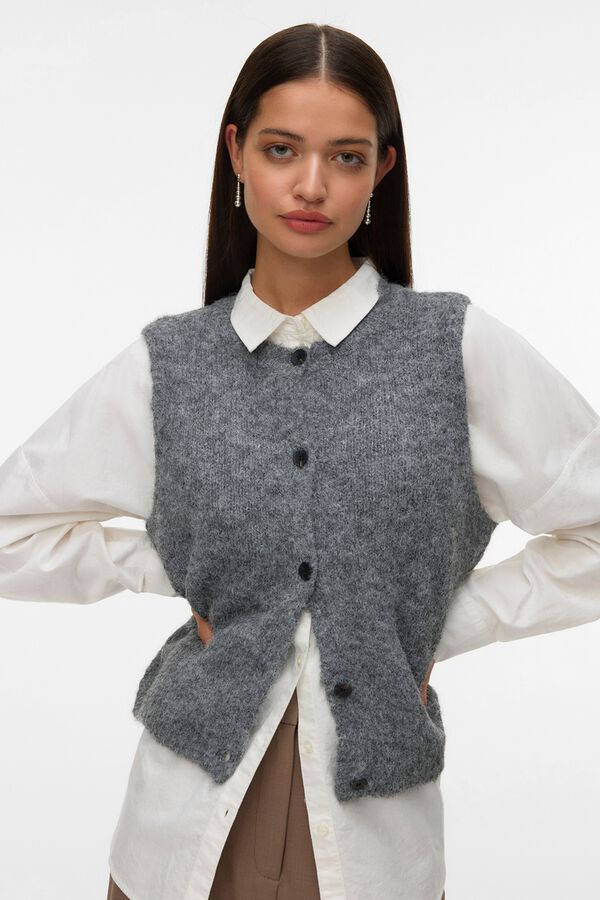 Vero Moda Colete de malha com bot&otilde;es Cinzento