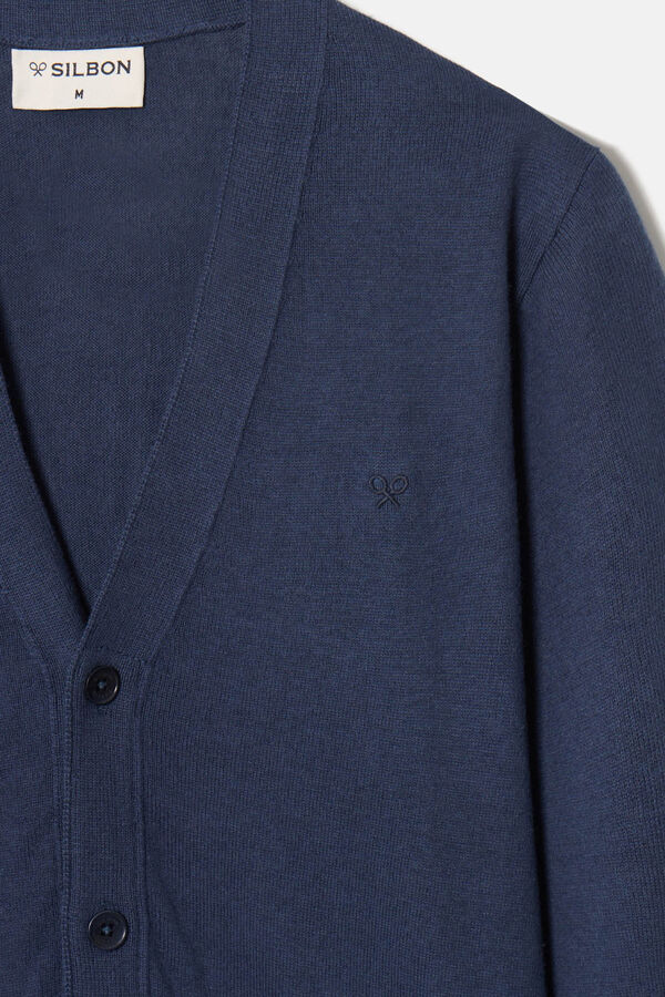 Silbon Cardig&atilde; liso cl&aacute;ssico Azul